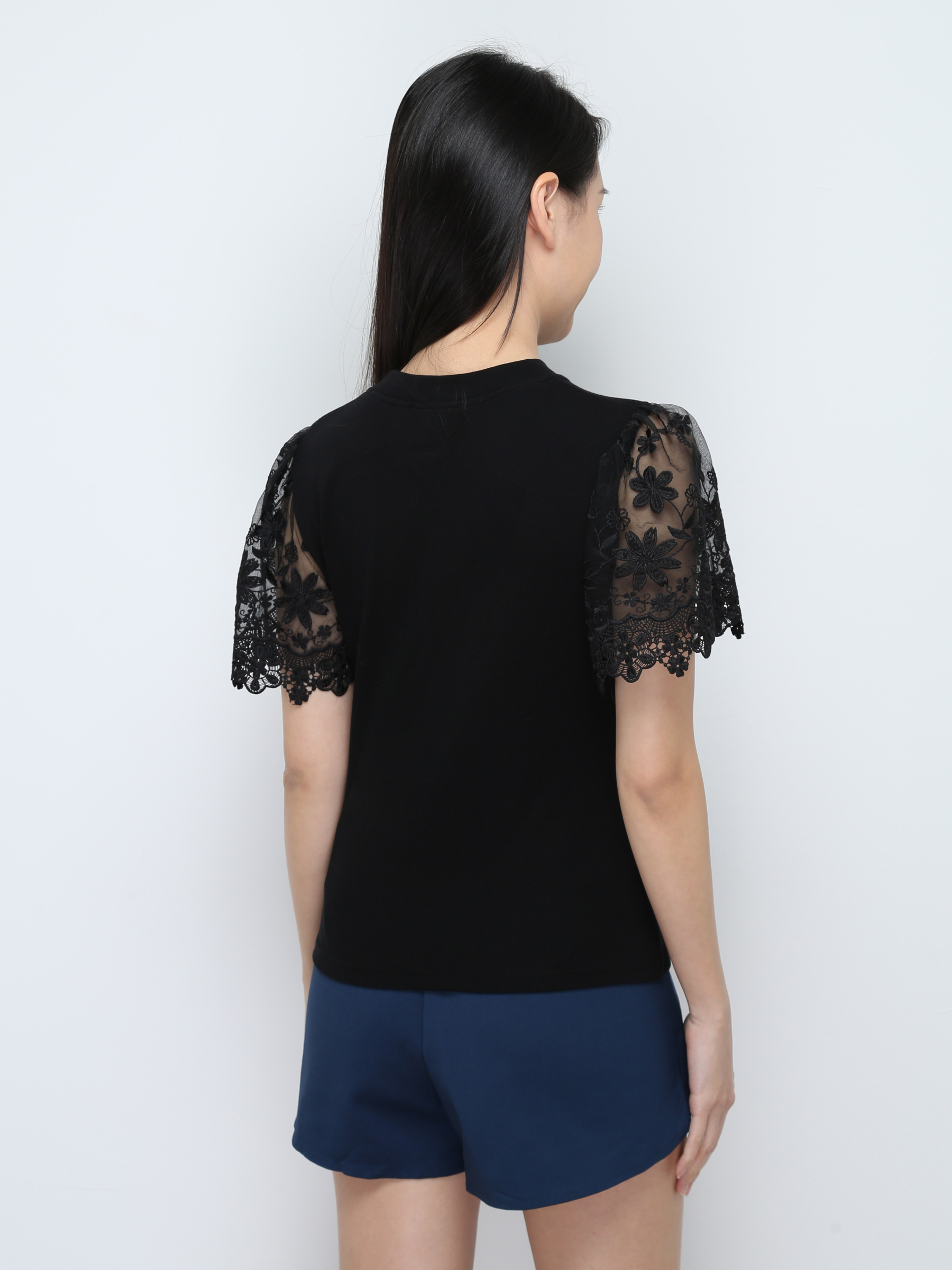 Floral With Net Sleeve Top 28583