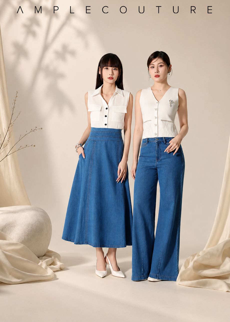 Denim With Belt Long Pants DJ155