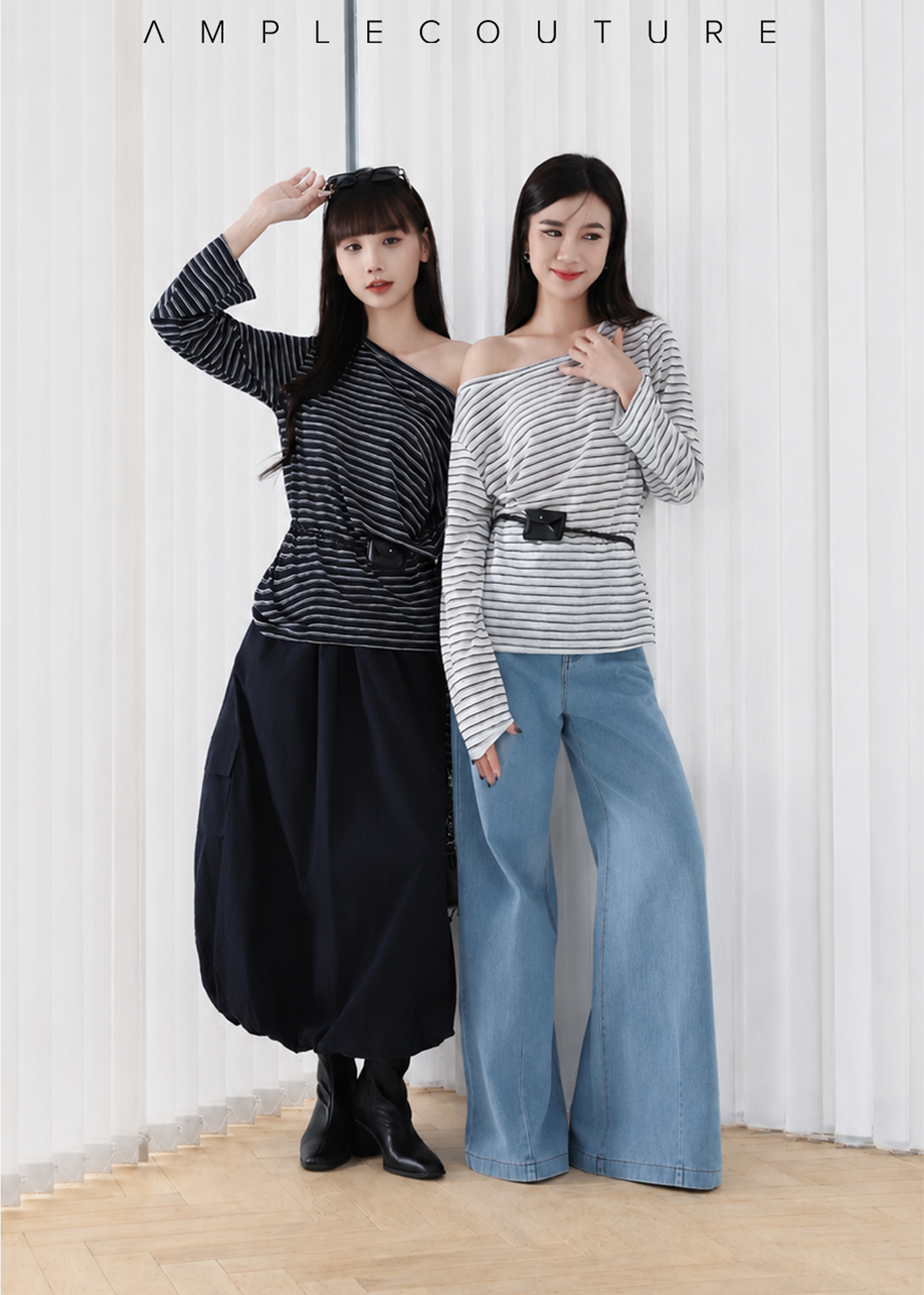 Casual Wear Stripe With Belt Top DJ194