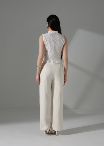 High Waist Chinese Button Long Pants AC229