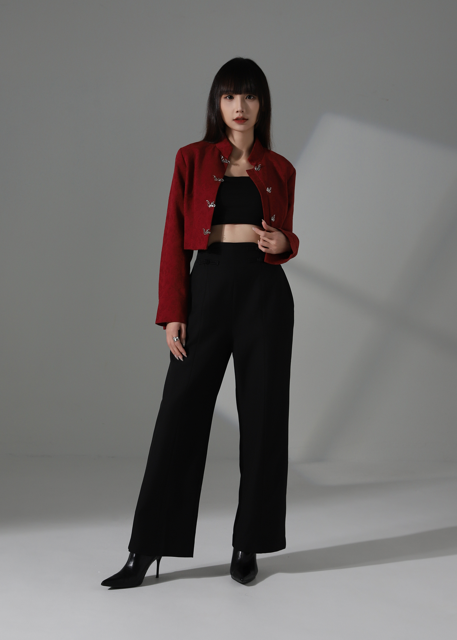 High Waist Chinese Button Long Pants AC229