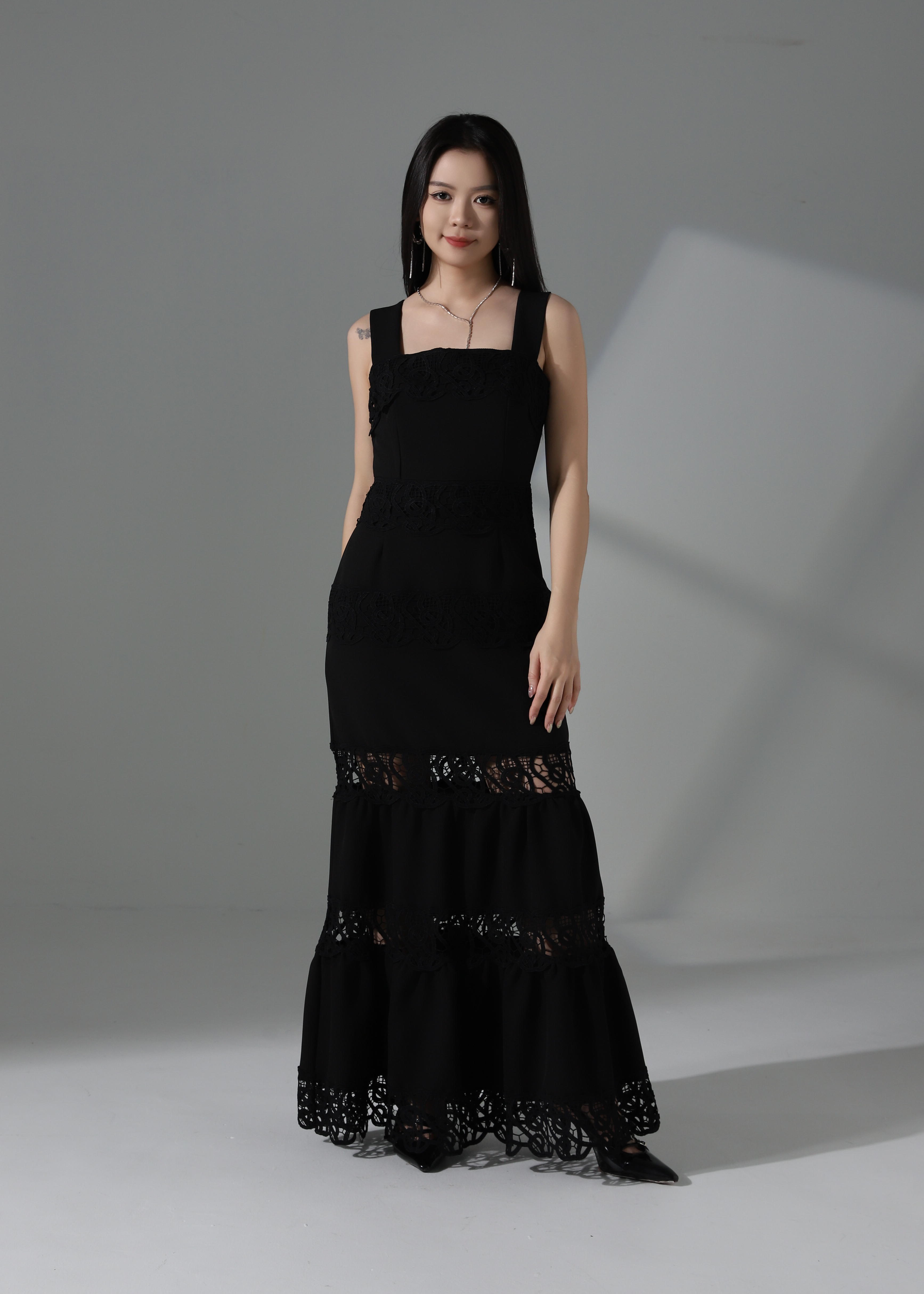 Vacation Style Eyelet Lace Dress AC783