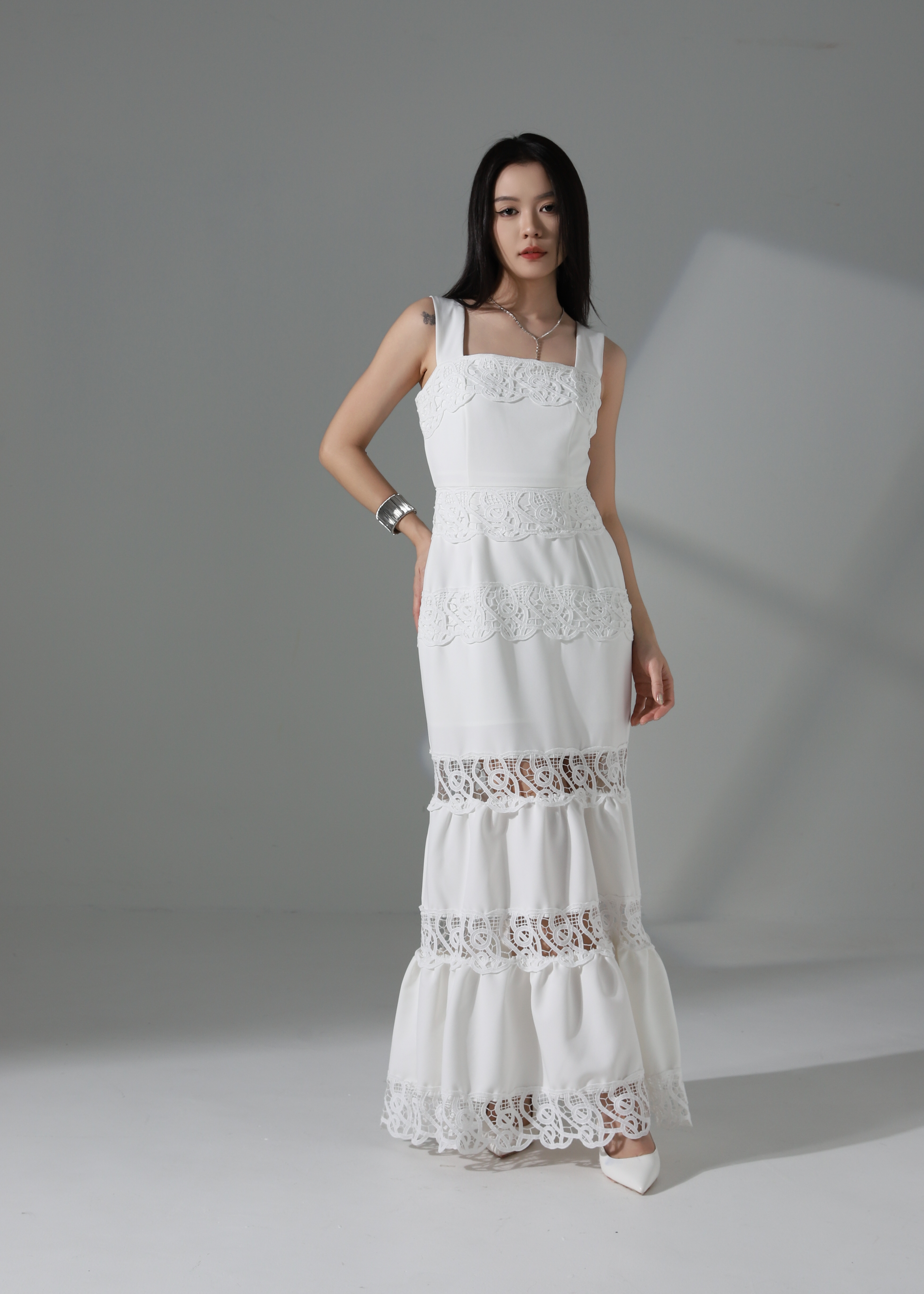 Vacation Style Eyelet Lace Dress AC783