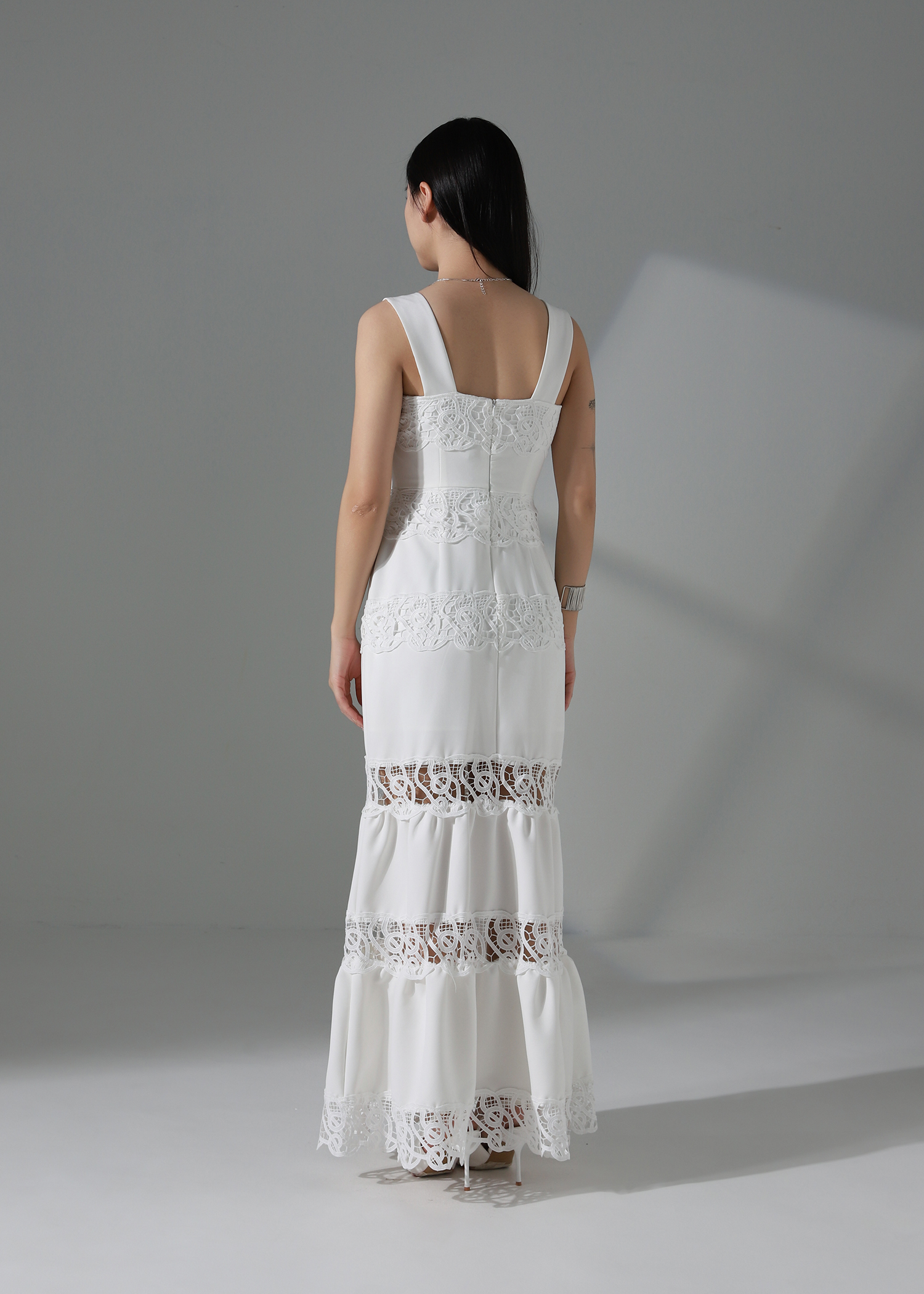 Vacation Style Eyelet Lace Dress AC783