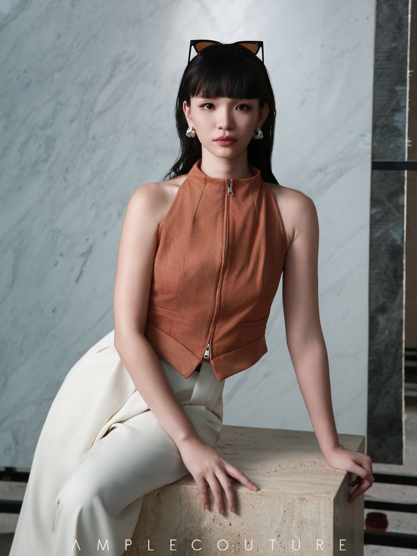 Halter Front Zip Top AC144