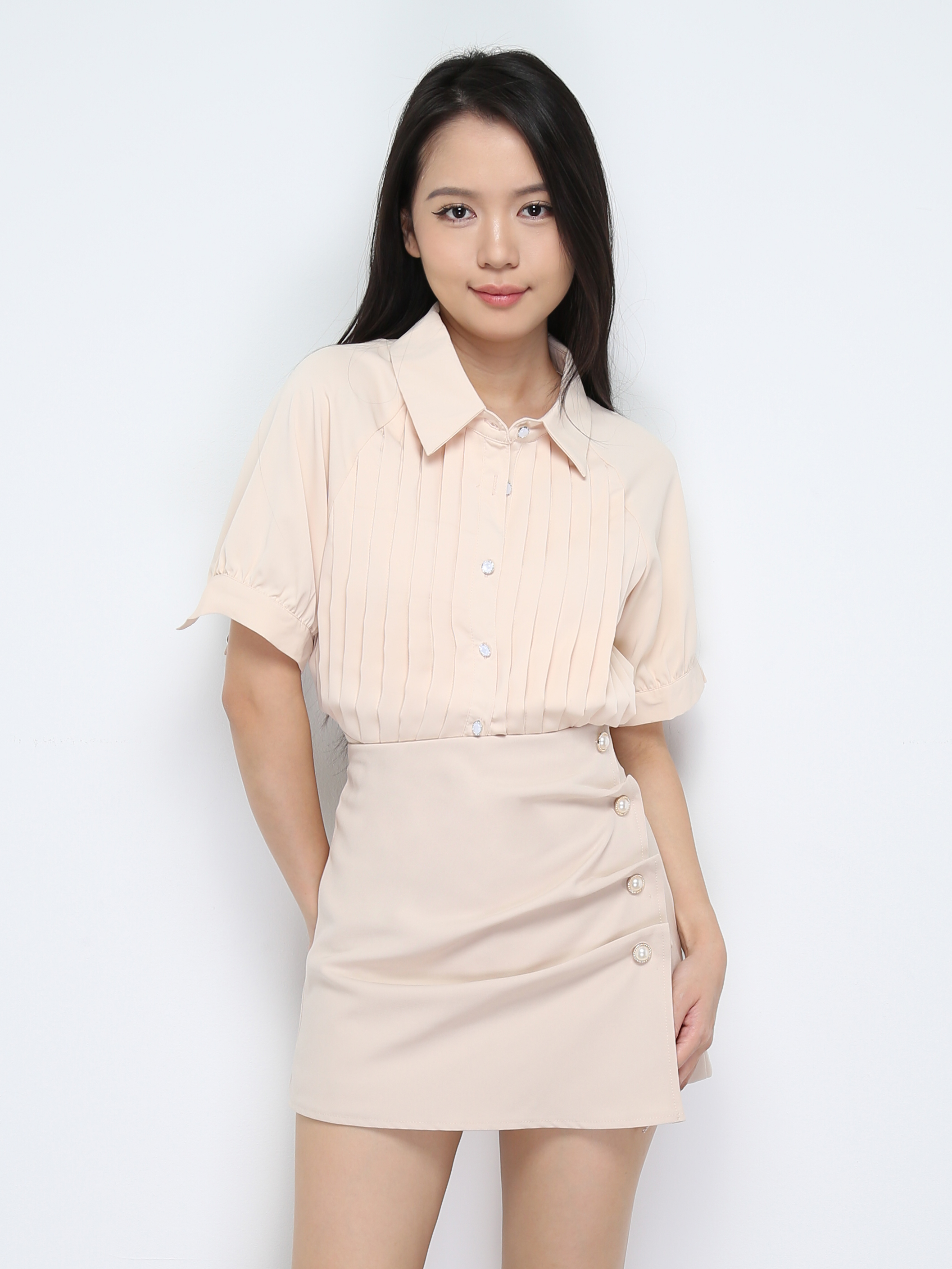Short Sleeve Front Button Top 28386