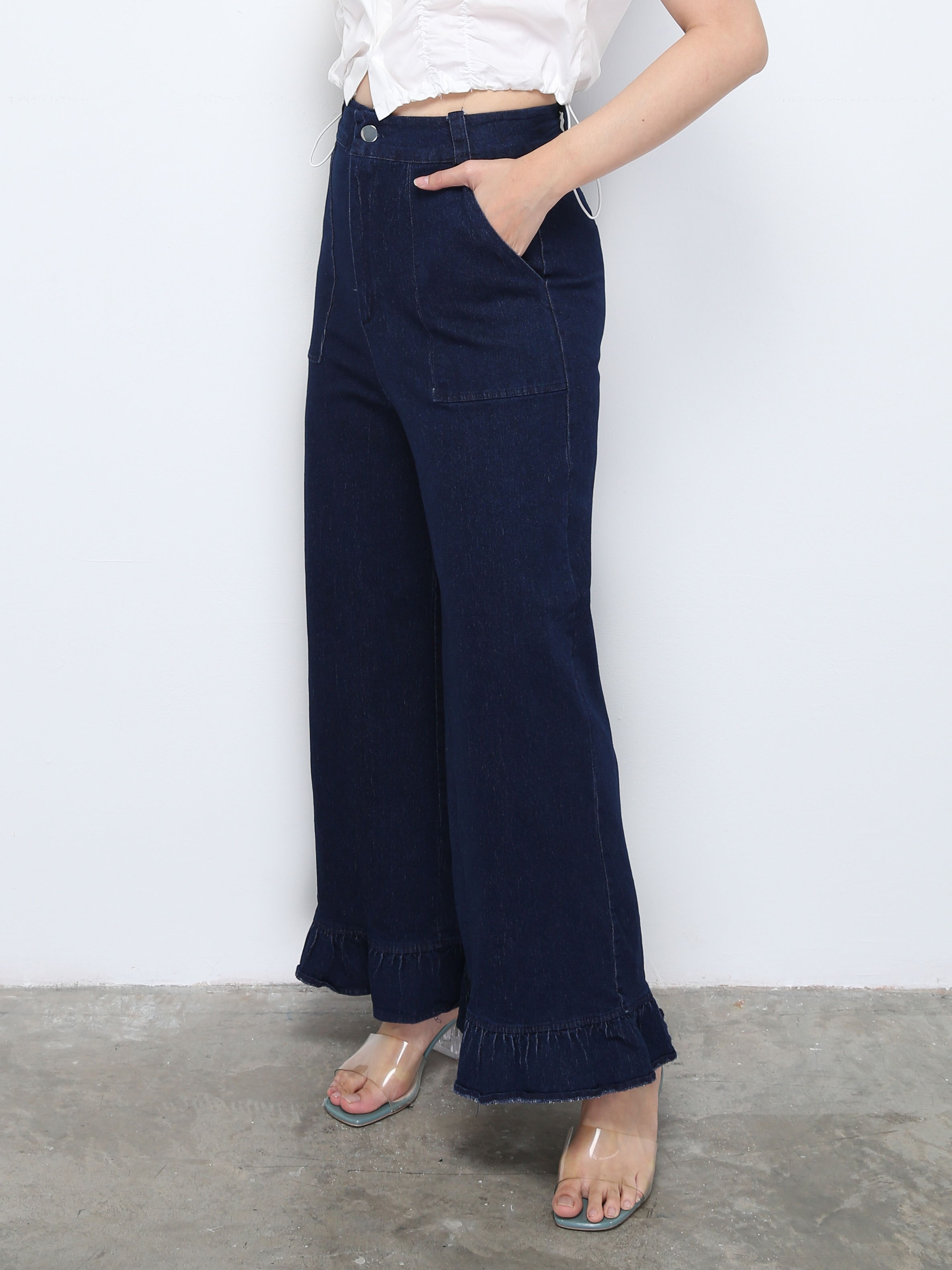 Denim With Ruffles Long Pants 28911