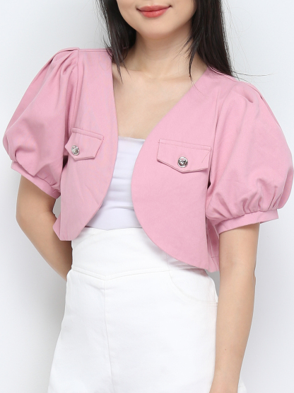 Front Fake Pocket Short Sleeve Top 28789