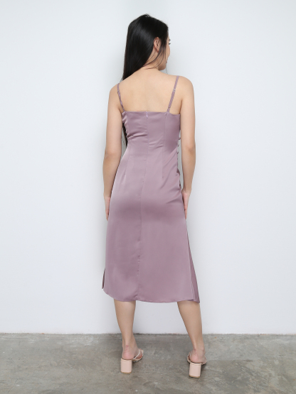 Side Decorative Button With Split Dress 28825