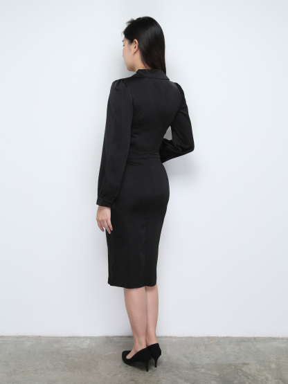 Satin Front Drawstring Top With Skirt Set 28829