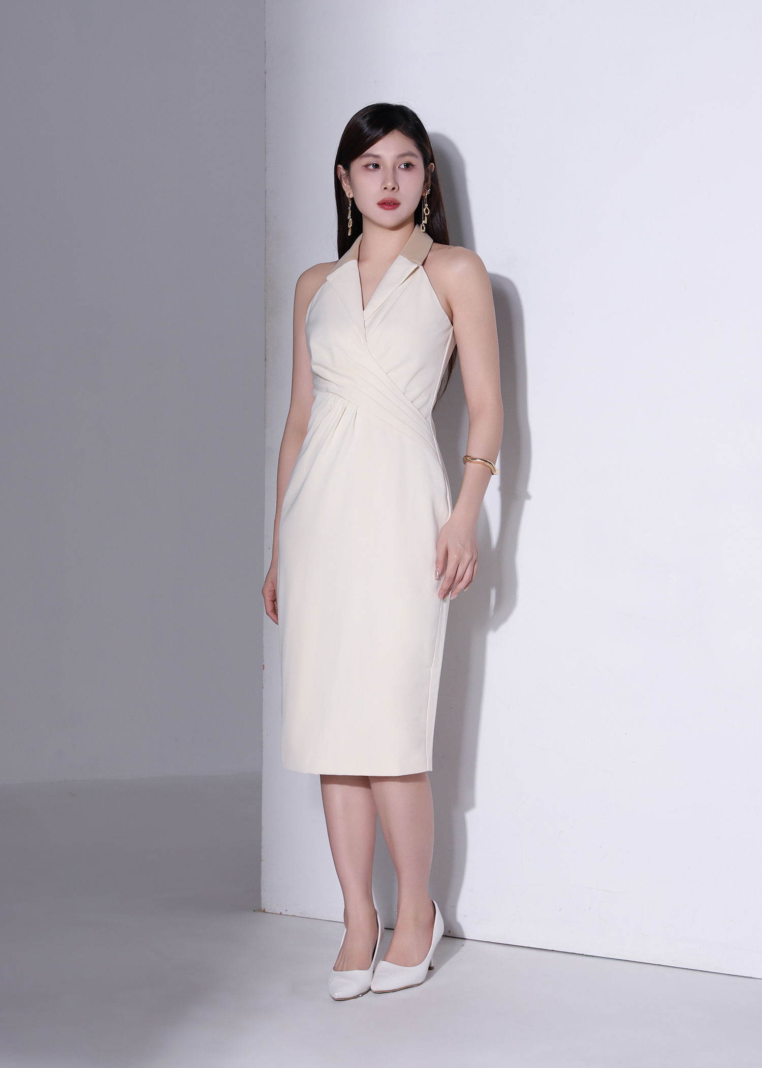 Elegant Halter Collar Wrap Dress AC1000