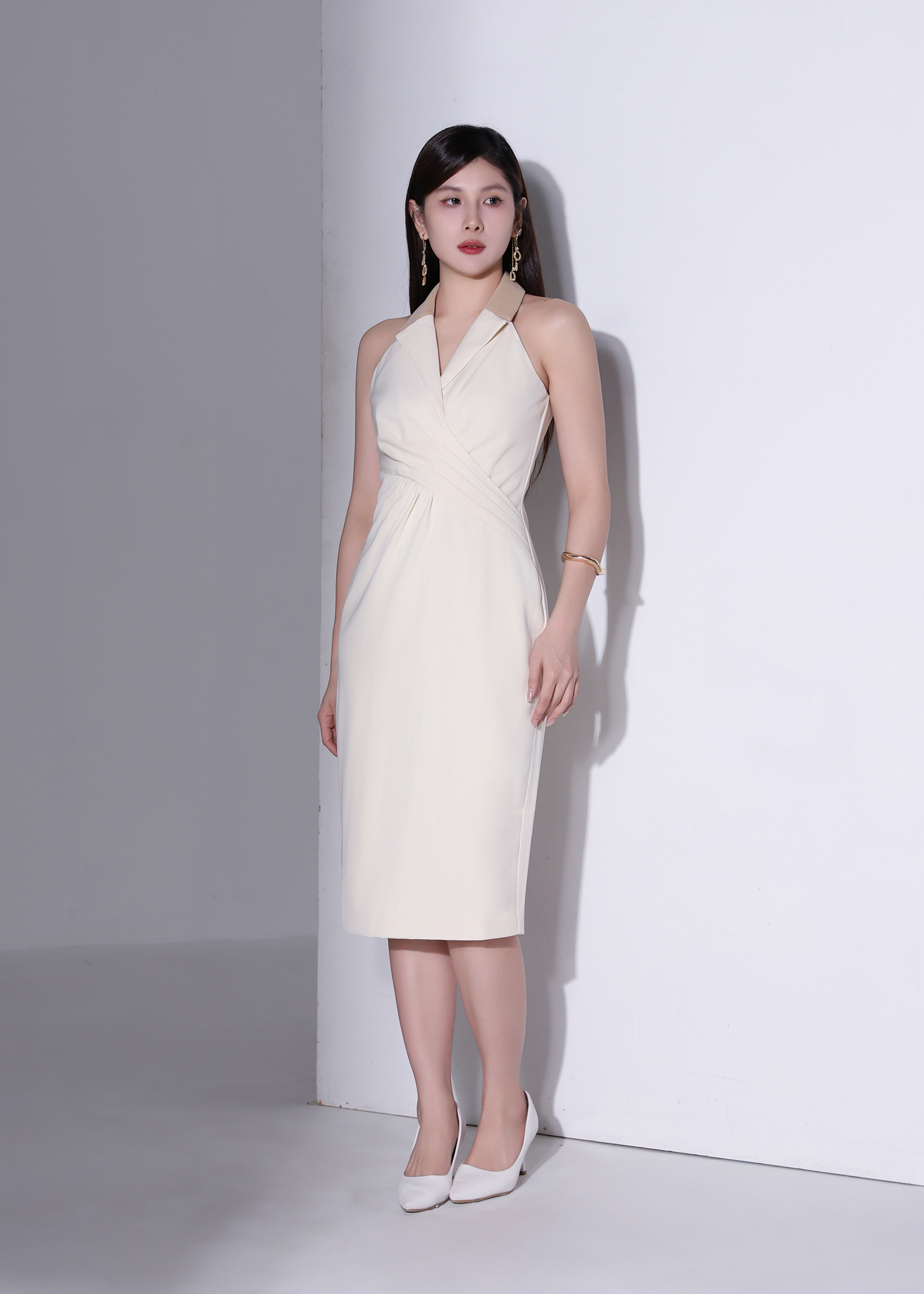 Elegant Halter Collar Wrap Dress AC1000