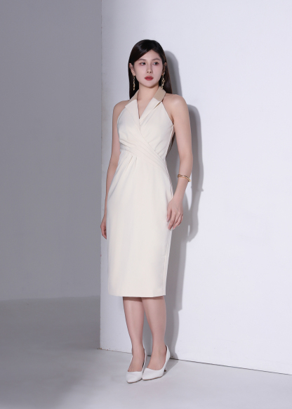 Elegant Halter Collar Wrap Dress AC1000
