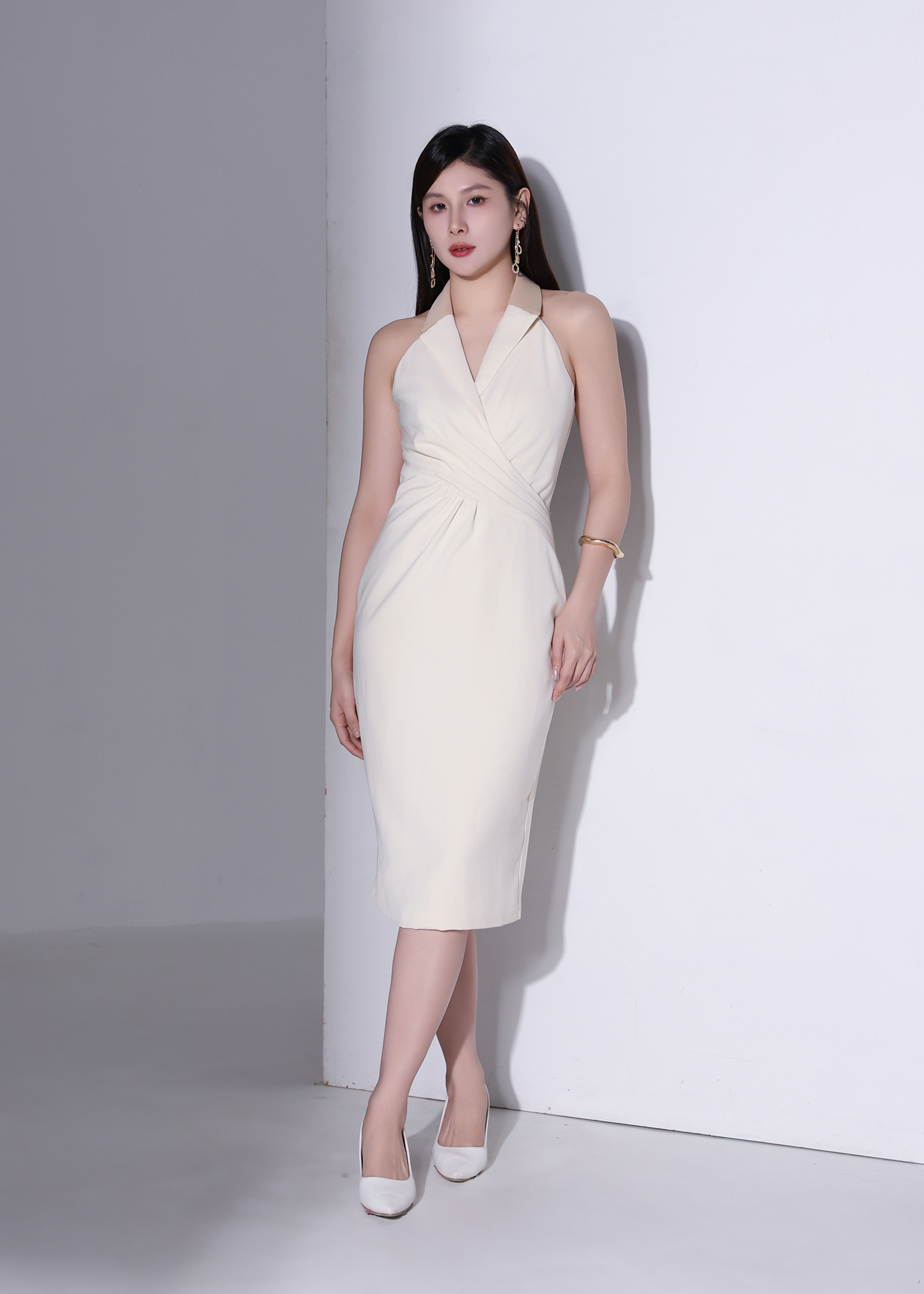 Elegant Halter Collar Wrap Dress AC1000