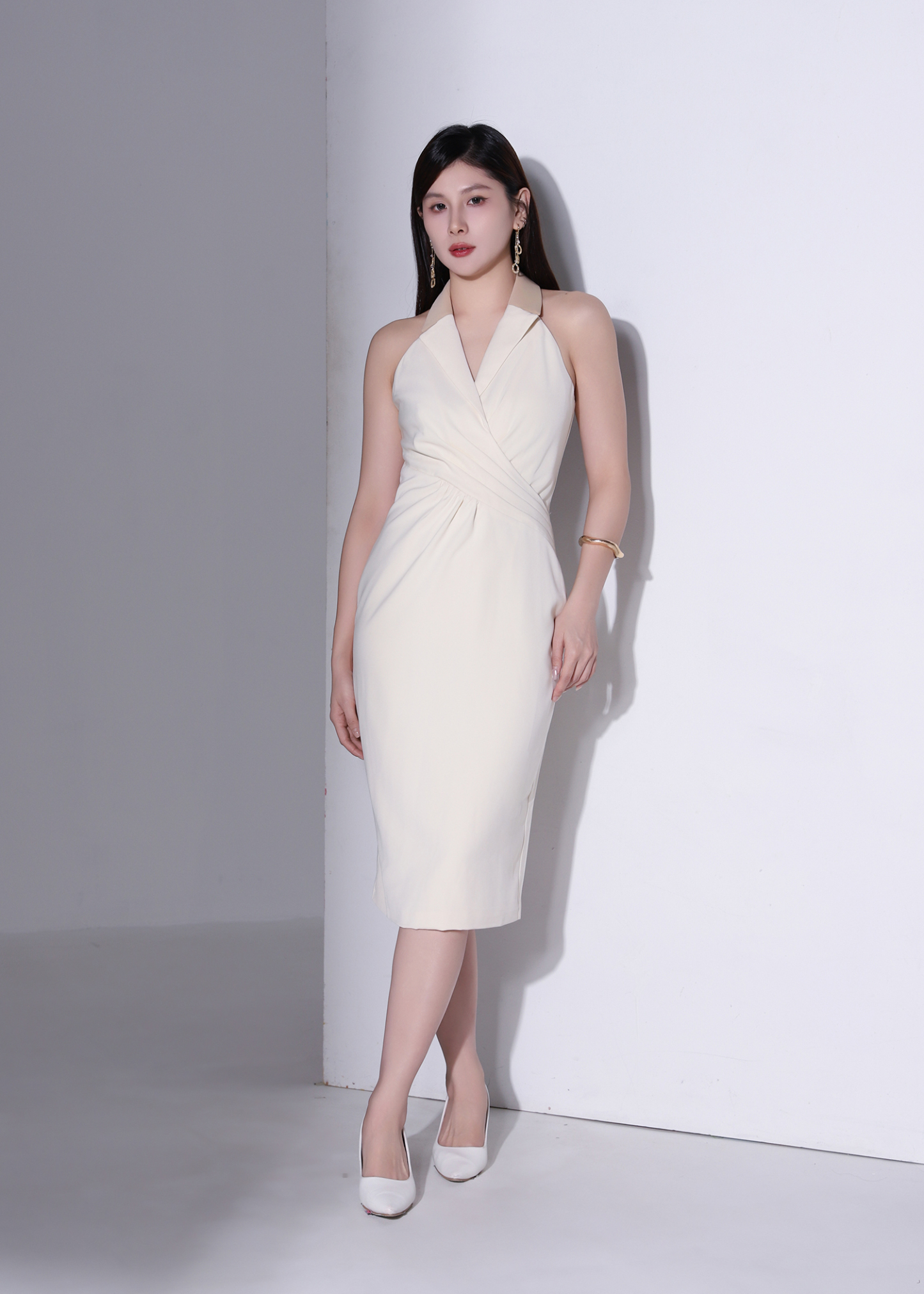 Elegant Halter Collar Wrap Dress AC1000