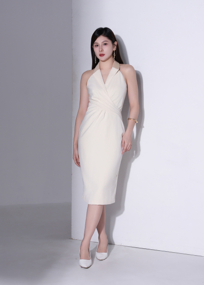 Elegant Halter Collar Wrap Dress AC1000