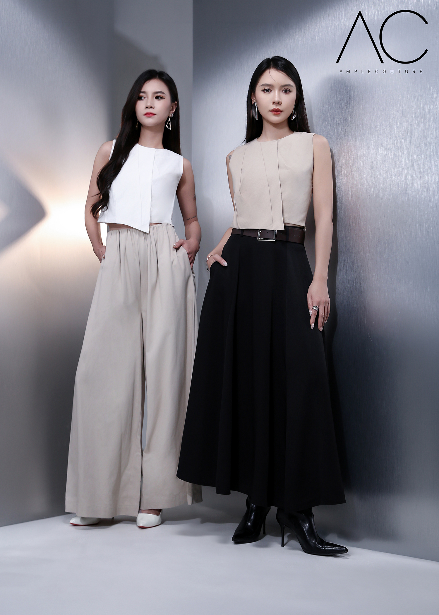 Sleeveless Pleated Detail Top AC1005