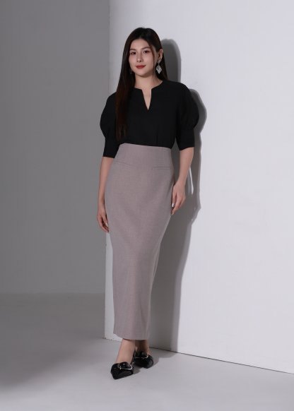 Puff Sleeve V Neck Blouse AC1007