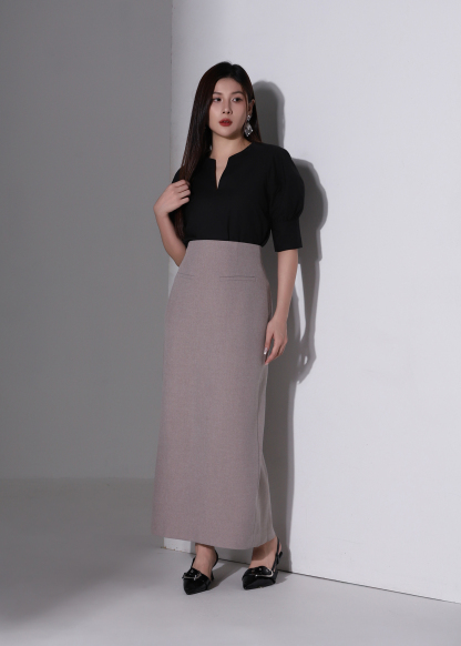 Puff Sleeve V Neck Blouse AC1007
