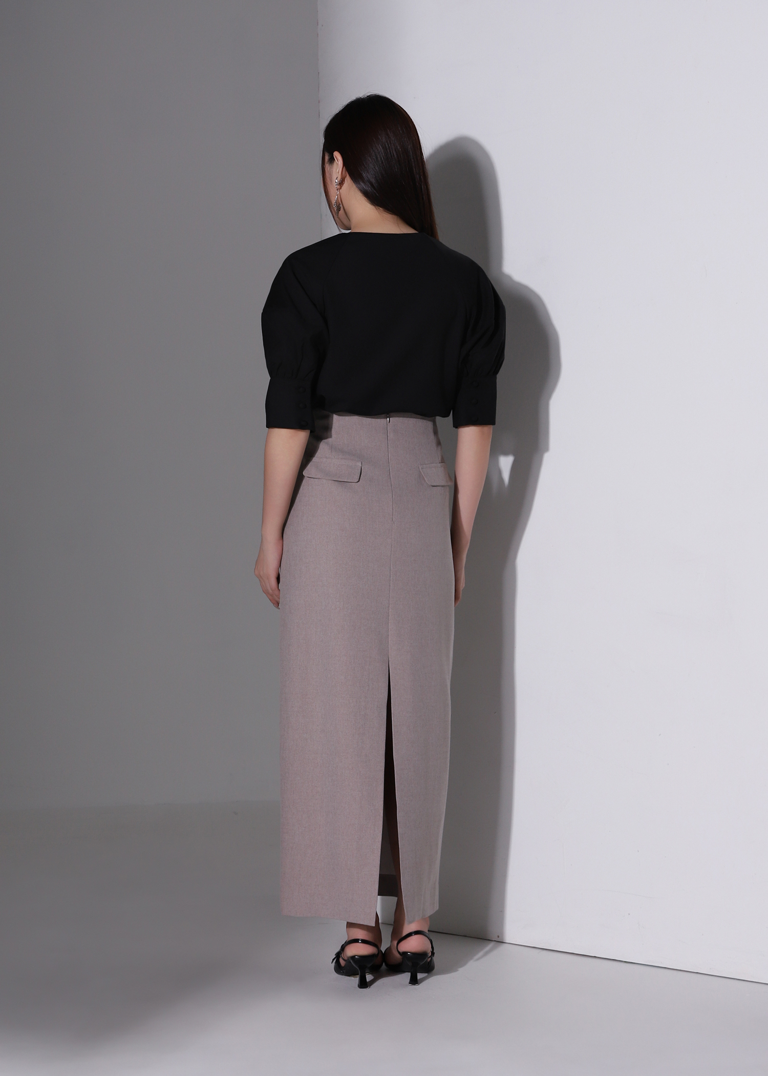 Puff Sleeve V Neck Blouse AC1007