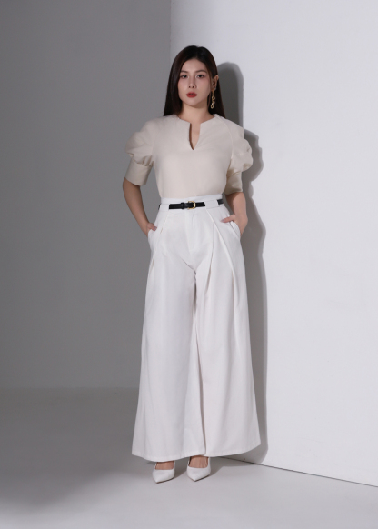 Puff Sleeve V Neck Blouse AC1007