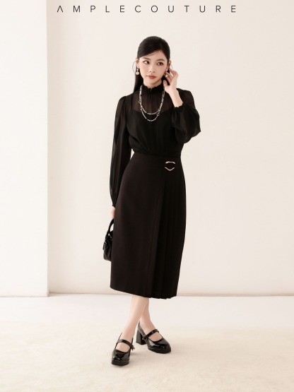 High Waist Side Pleated Skirt AC142