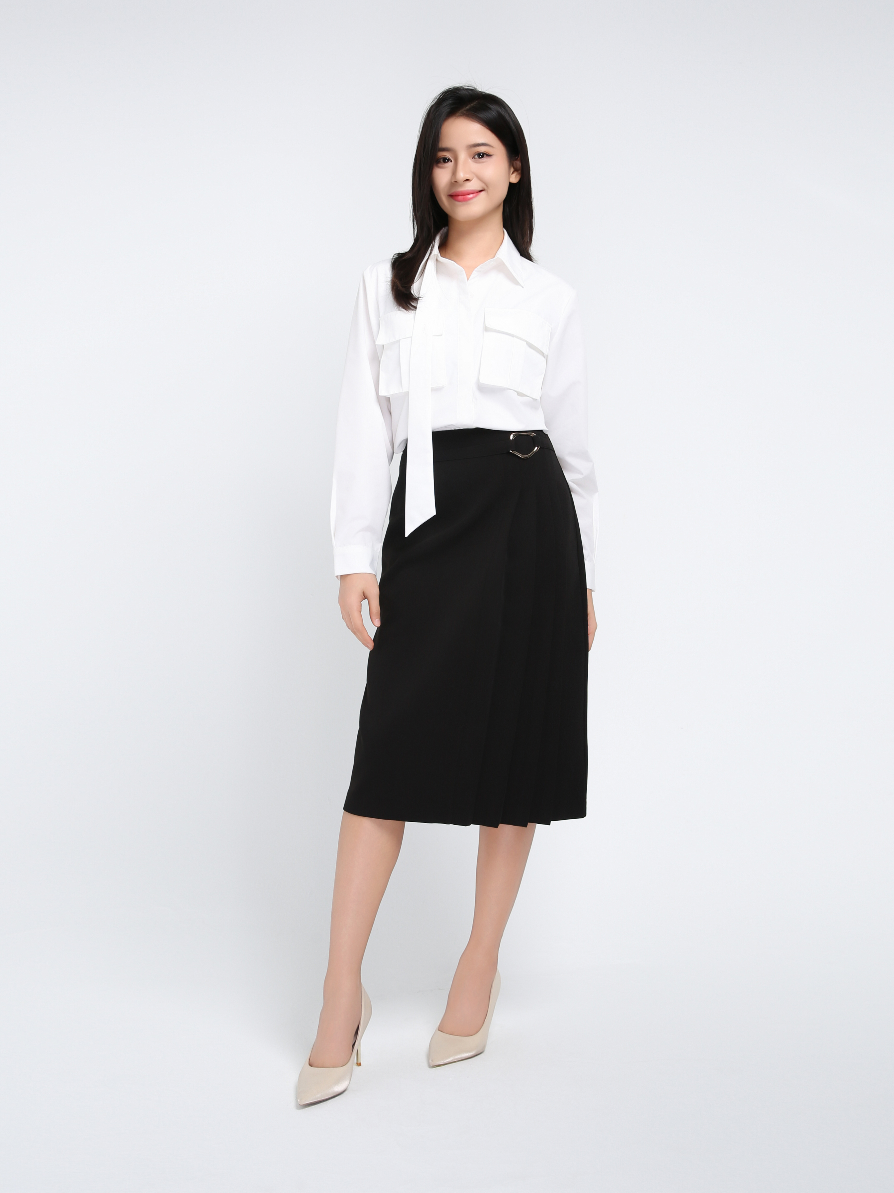 High Waist Side Pleated Skirt AC142