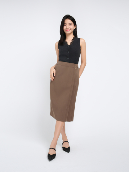 High Waist Side Pleated Skirt AC142