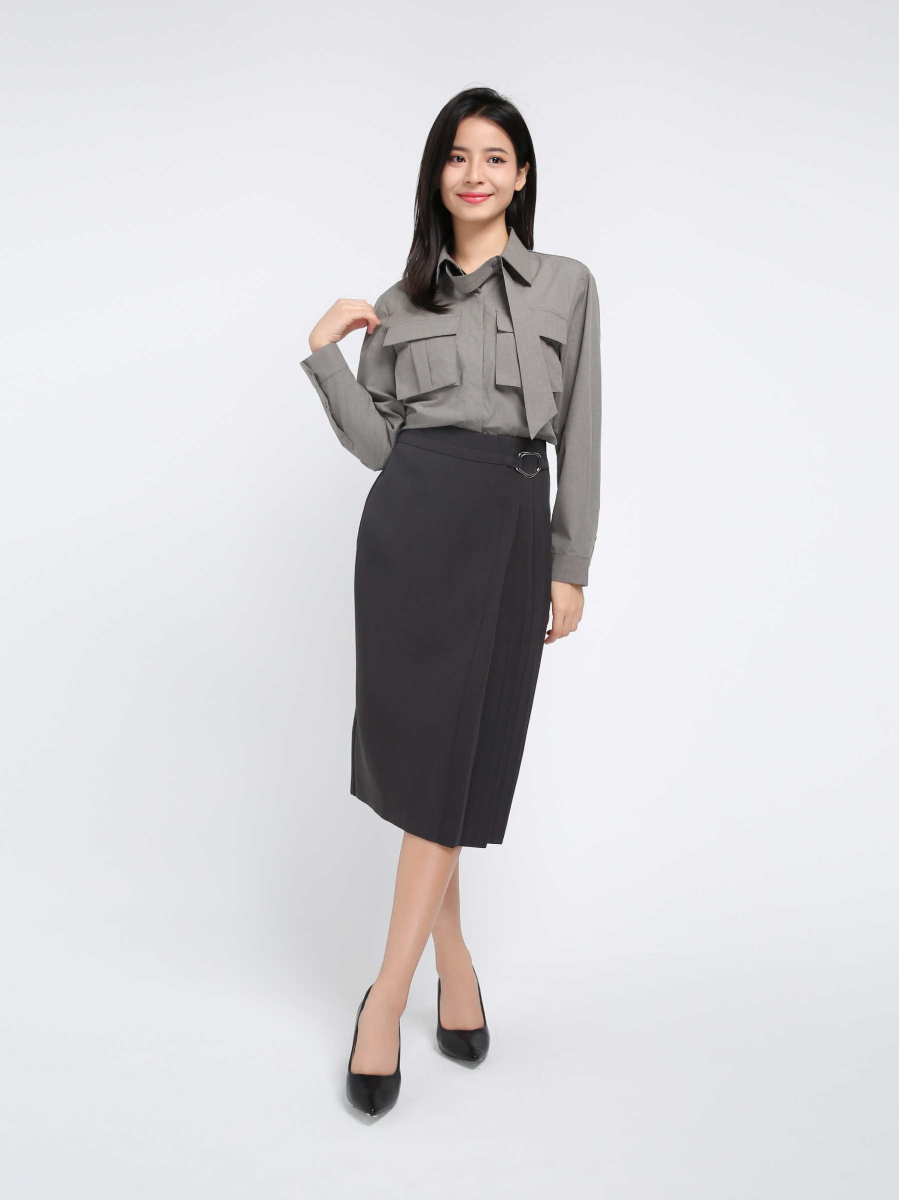 High Waist Side Pleated Skirt AC142