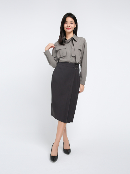 High Waist Side Pleated Skirt AC142