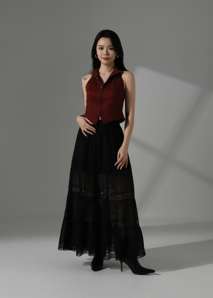 Halter Front Zip Top AC144