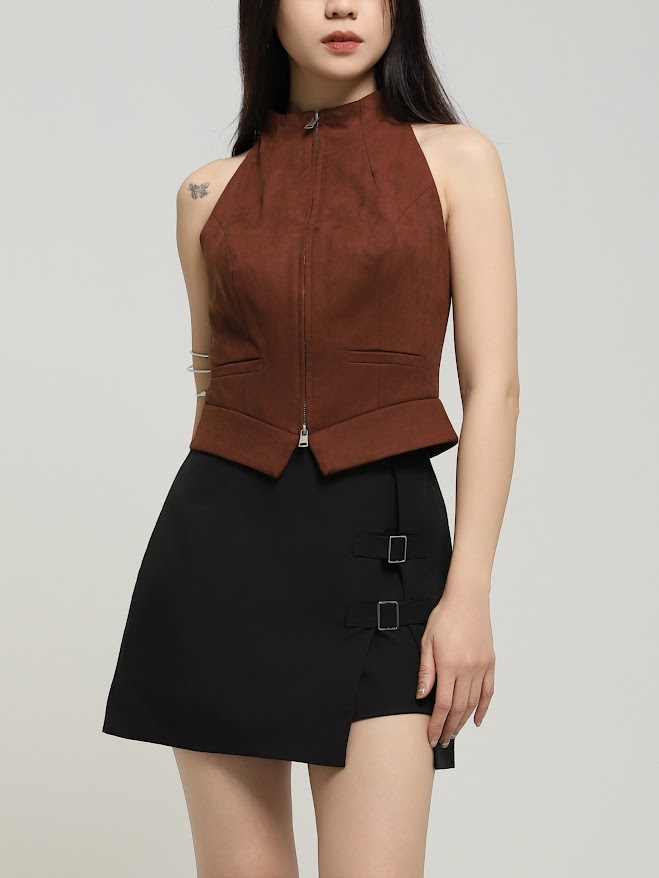 Halter Front Zip Top AC144