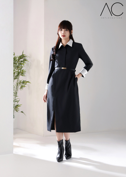Tailored Slit Shirt Dress AC145