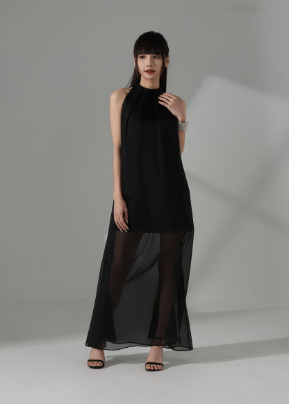 Sheer Flow Halter Dress AC158