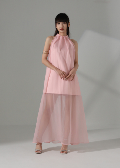 Sheer Flow Halter Dress AC158