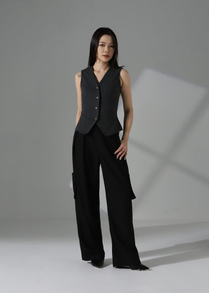 Sleeveless Front Button Blouse AC173