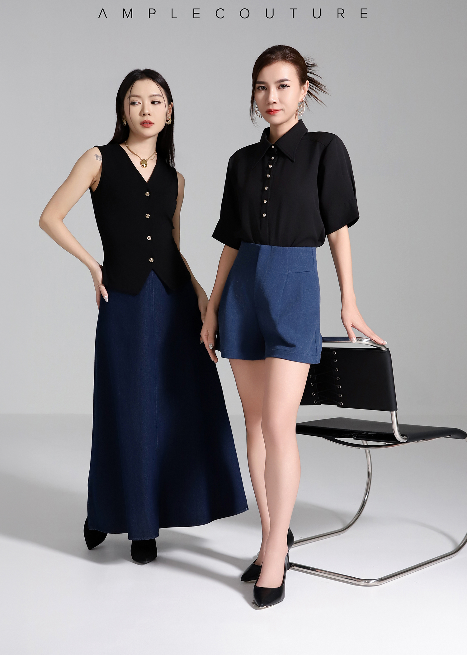 Sleeveless Front Button Blouse AC173