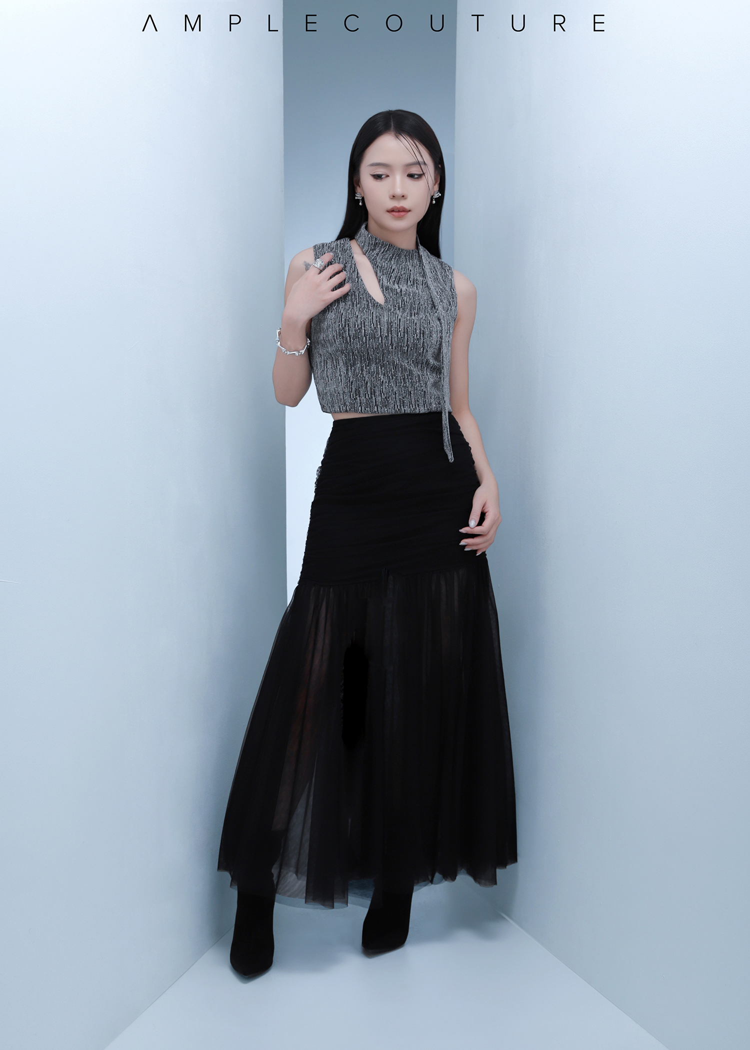 High Waist Mesh Skirt AC166