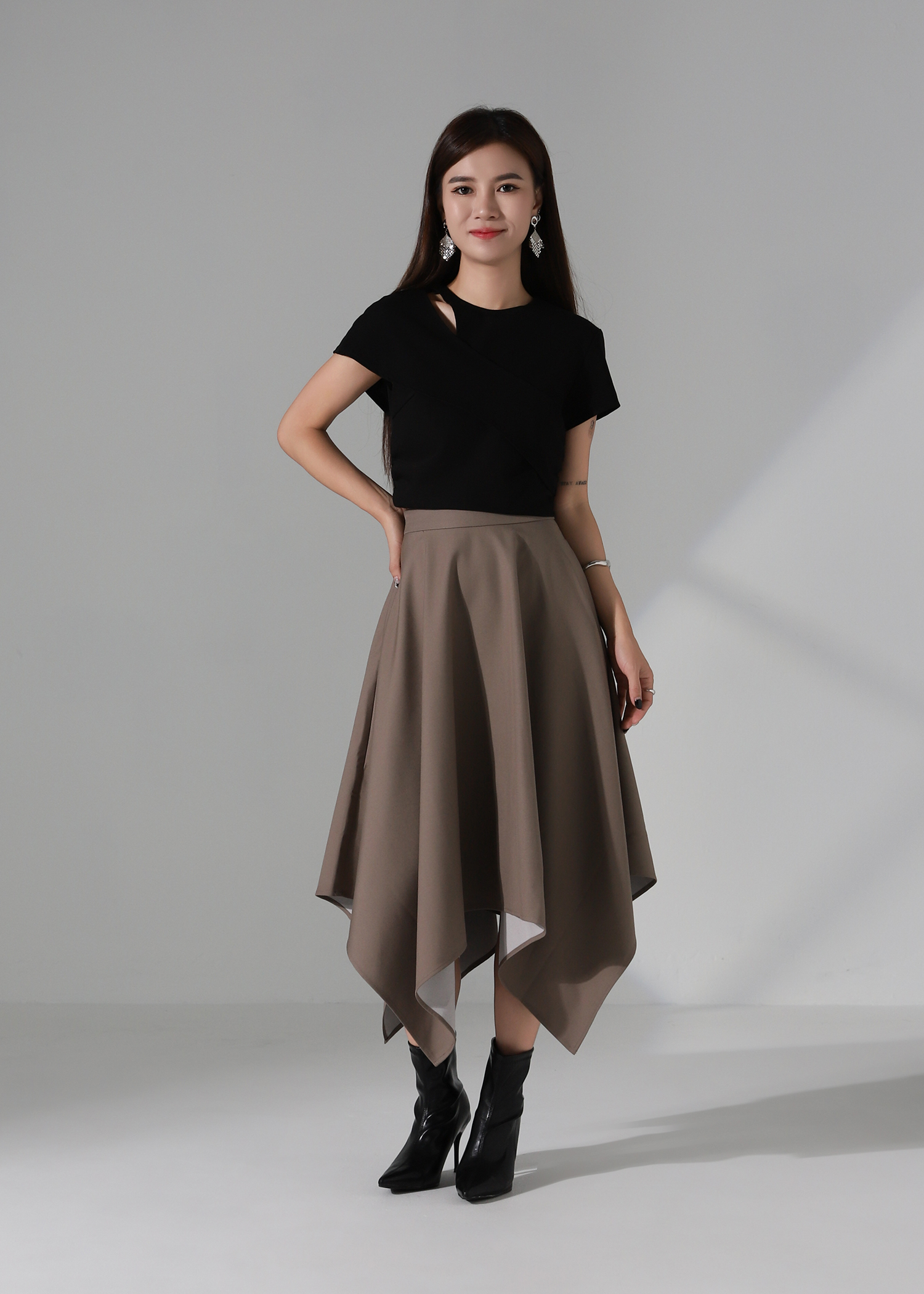 High Waist Asymmetrical Wide Leg Culottes Skirt AC181