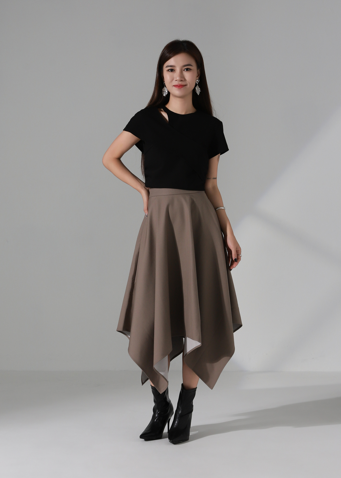 High Waist Asymmetrical Wide Leg Culottes Skirt AC181