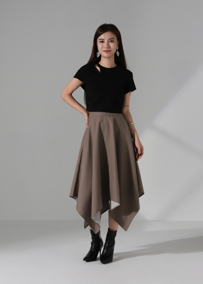 High Waist Asymmetrical Wide Leg Culottes Skirt AC181