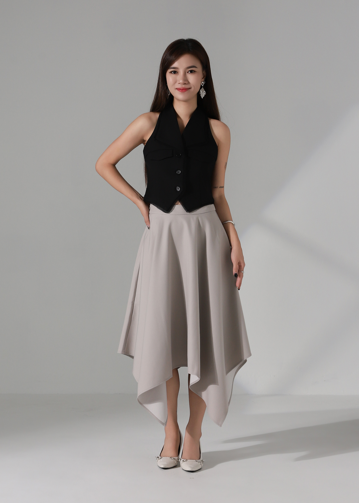 High Waist Asymmetrical Wide Leg Culottes Skirt AC181