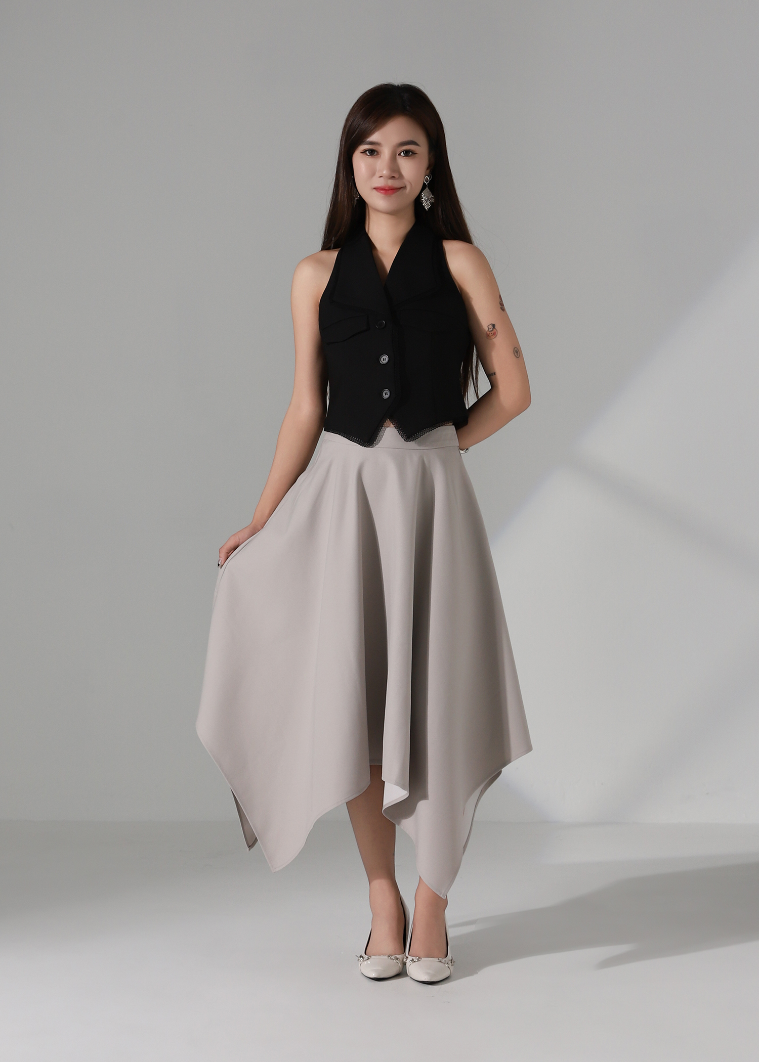 High Waist Asymmetrical Wide Leg Culottes Skirt AC181