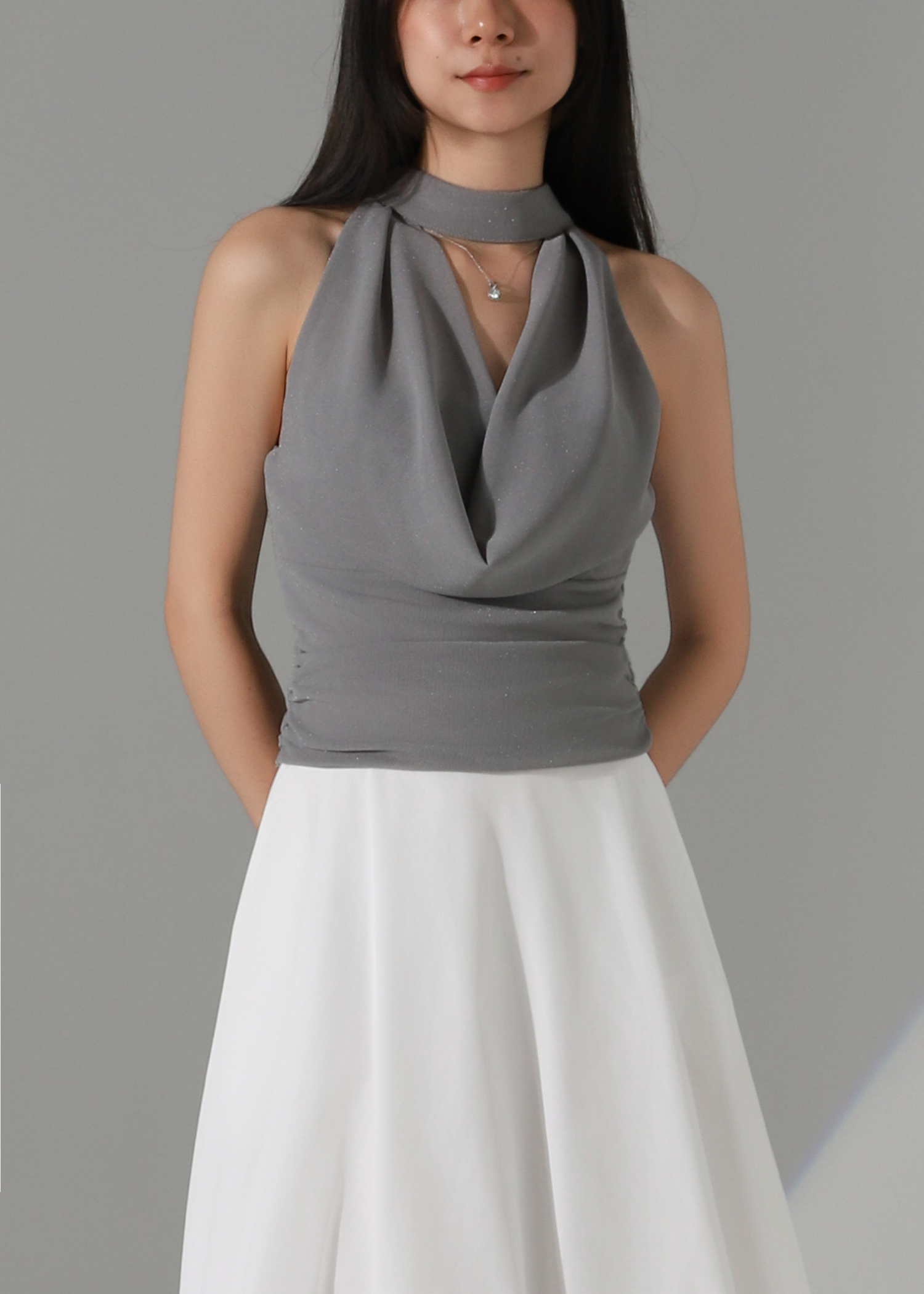 Draped Halter Sleeveless Top AC183