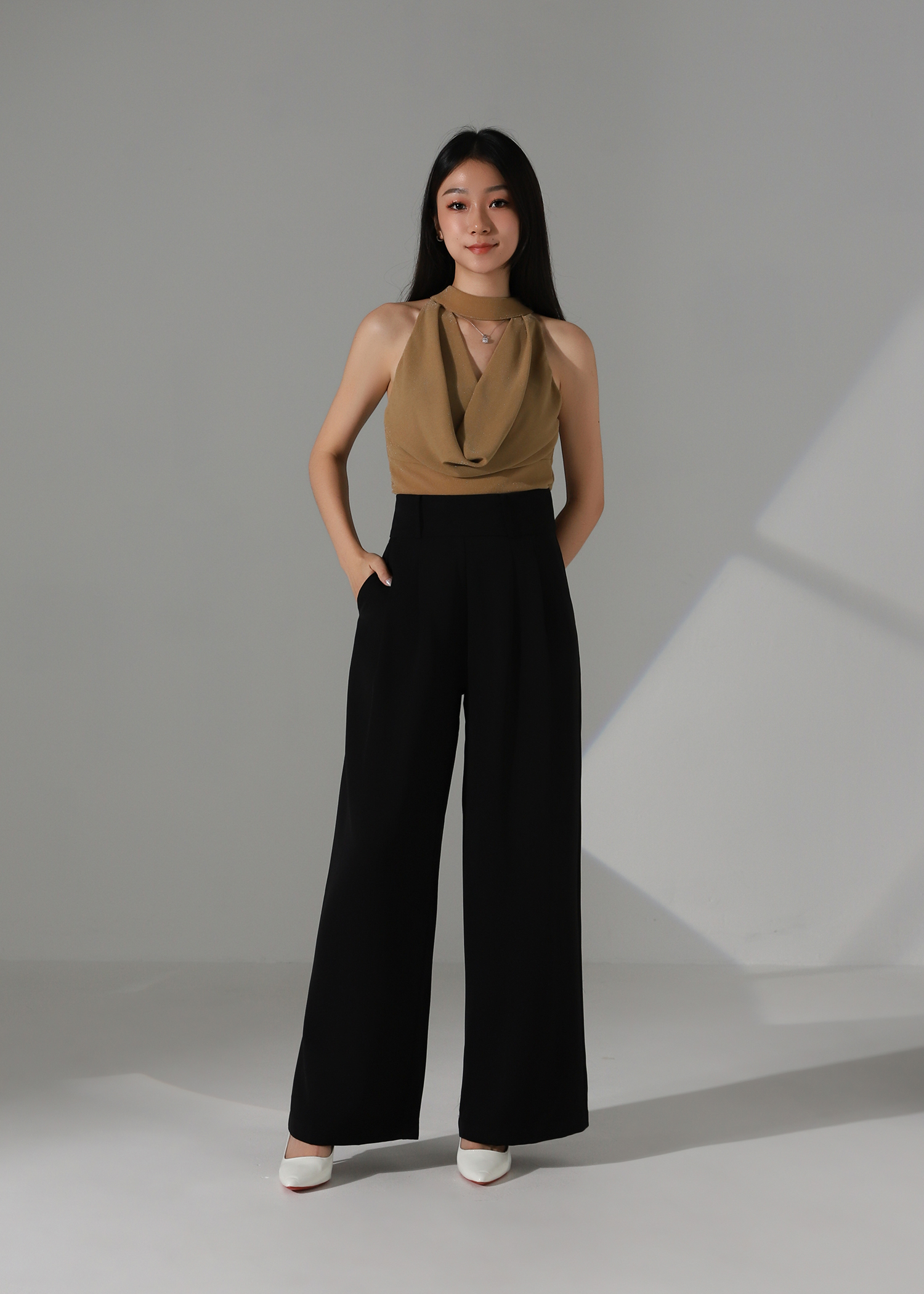 Draped Halter Sleeveless Top AC183