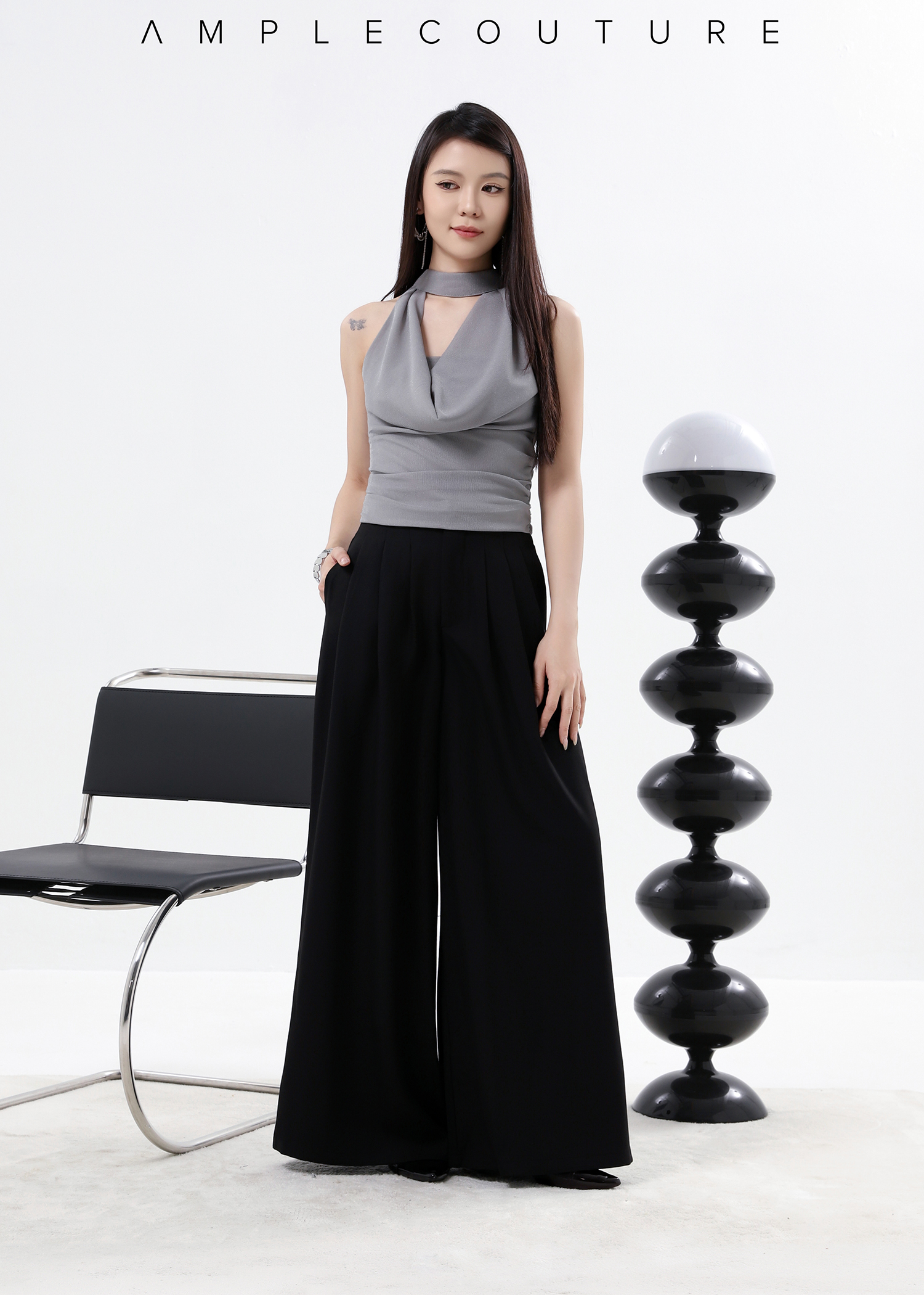Draped Halter Sleeveless Top AC183