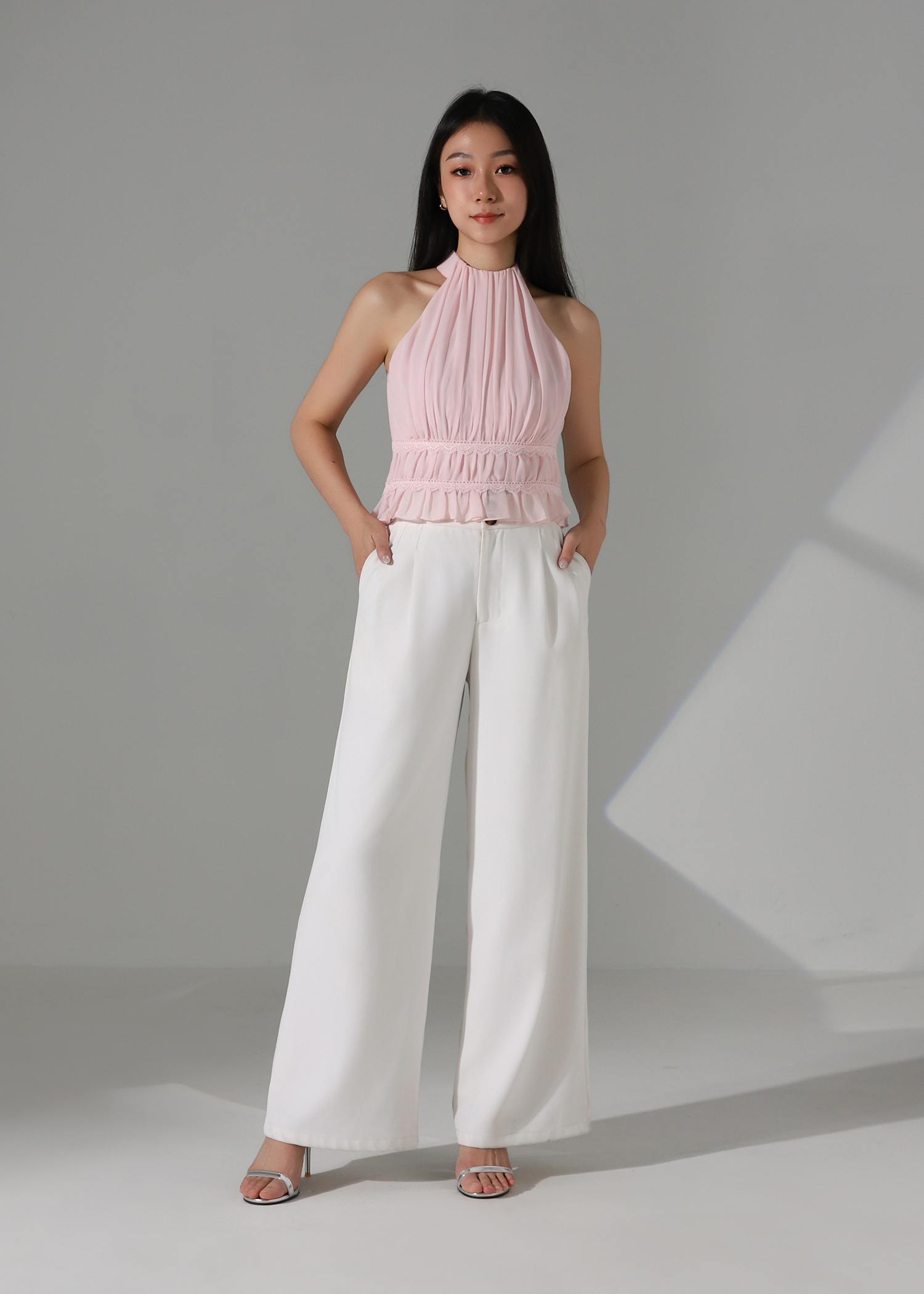 Halter Neck Chiffon Ruffle Top AC189