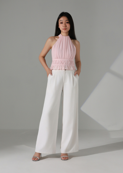 Halter Neck Chiffon Ruffle Top AC189