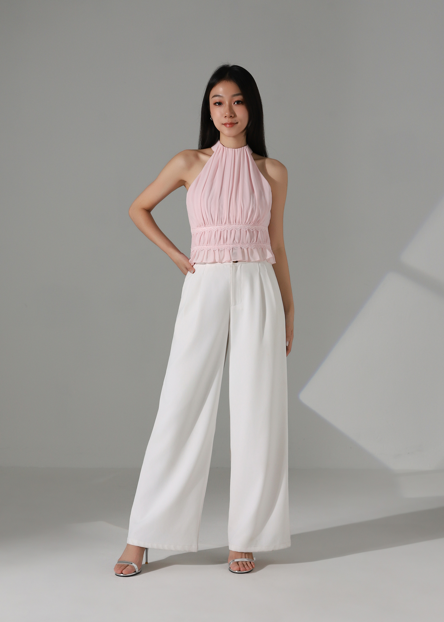 Halter Neck Chiffon Ruffle Top AC189