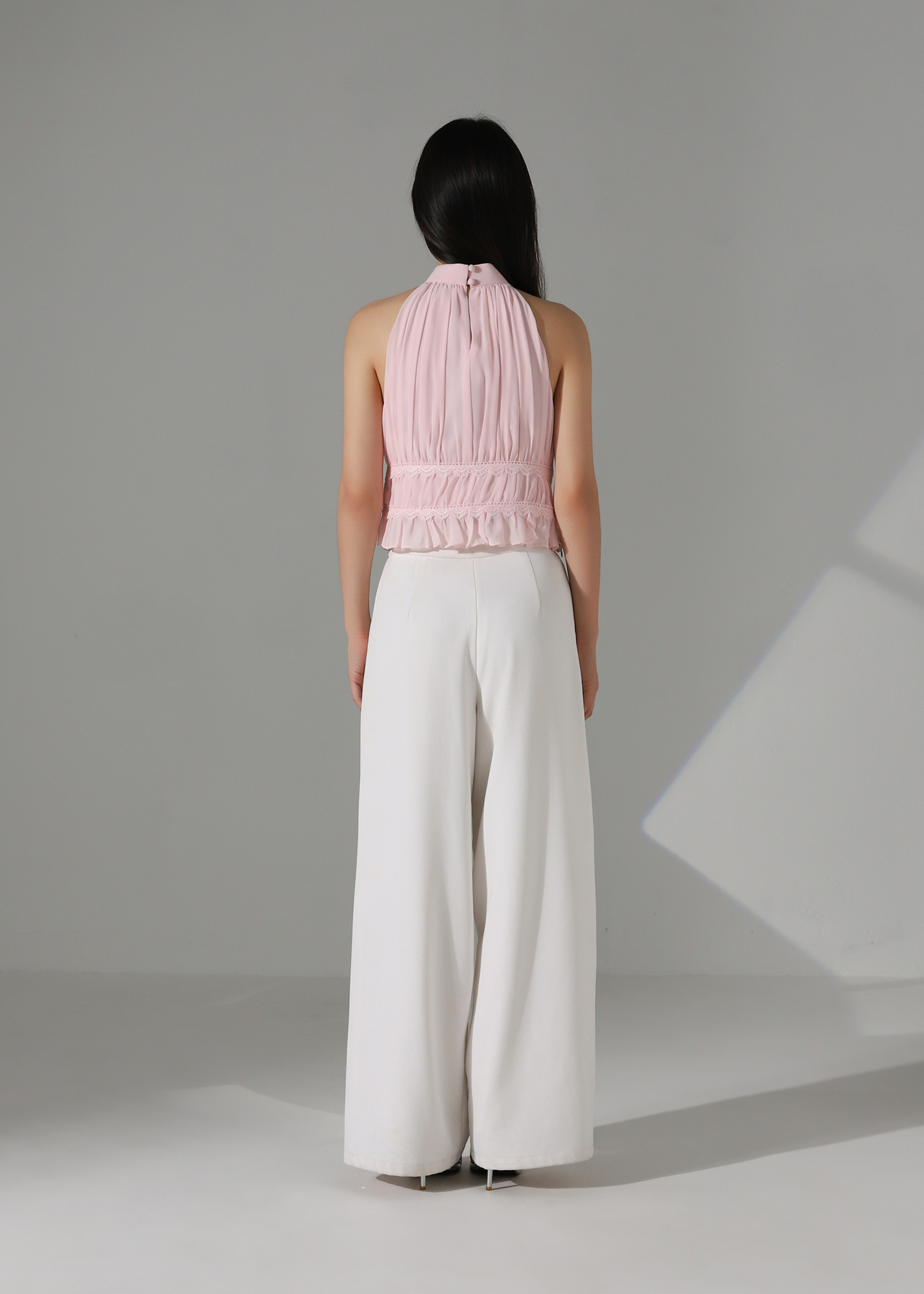 Halter Neck Chiffon Ruffle Top AC189